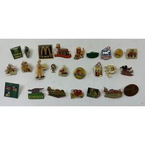 25 Vintage Pins McDonalds Employee Crew Collectibles Ronald, Grimace, Hambergler